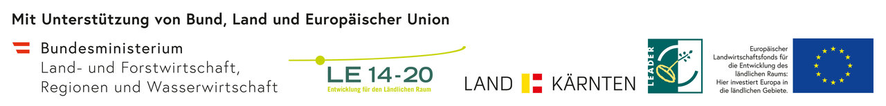 Banner: Mit Unterstützung von Bund, Land und Europäischer Union LE 14-20